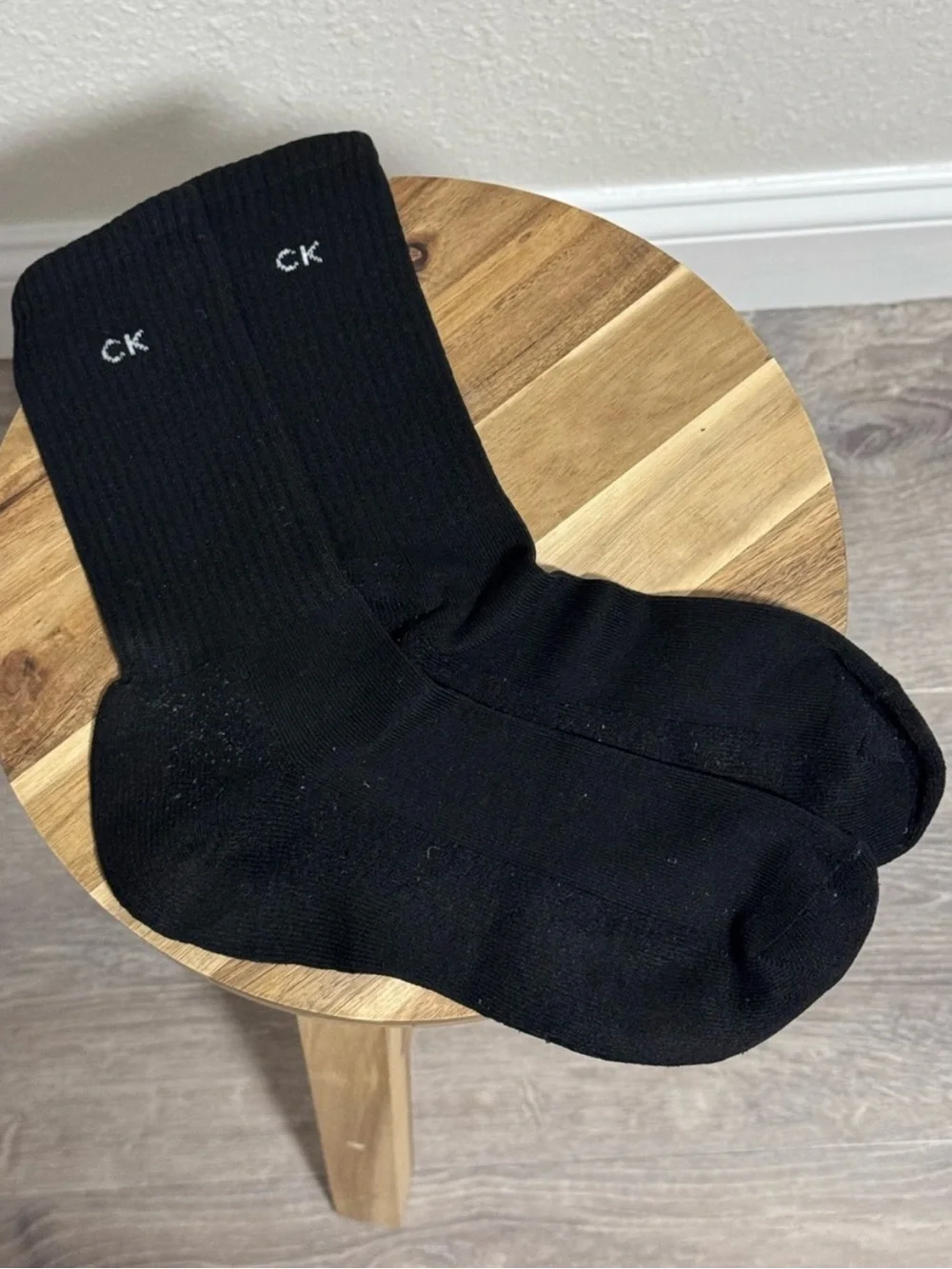 Calvin Klein Black Crew Socks Unisex CK Logo Soft Cotton Blend OSFM